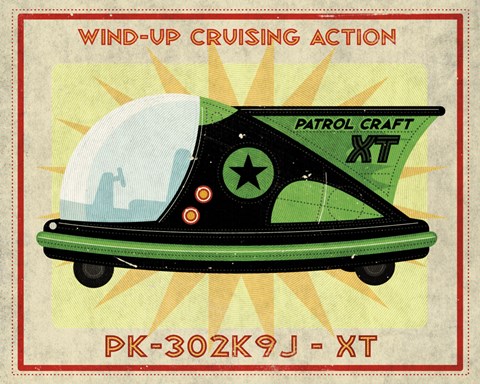 Framed Patrol Craft XT Box Art Tin Toy Print