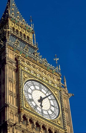 Framed Big Ben Clock Tower on Parliament Building in London, England Print