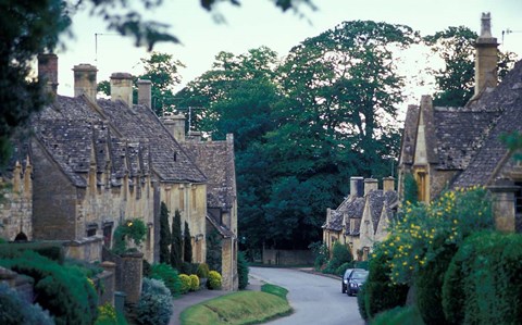 Framed Village of Stanton, Cotswolds, Gloucestershire, England Print