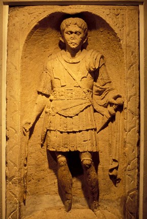 Framed Tombstone of Roman Centurion, Colchester Museum, Essex, England Print