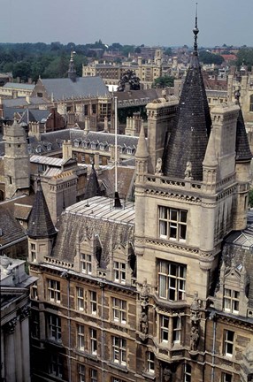 Framed Roofs of Cambridge Univertisy, Cambridge, England Print