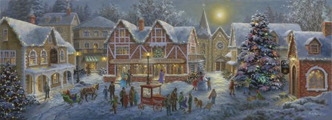 Framed Christmas Village Panoramic Print