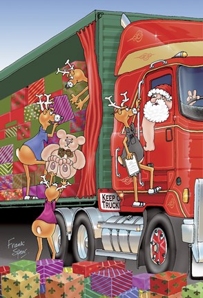 Framed Santa&#39;s Truck Print