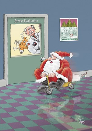Framed Stressed Santa Print