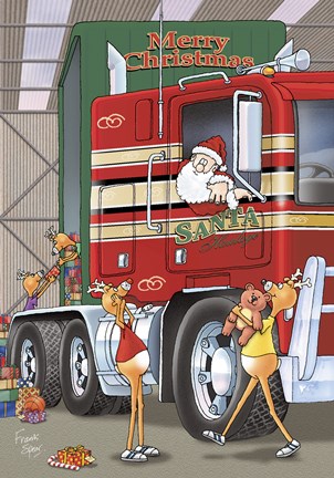 Framed Truckin&#39; Santa Print