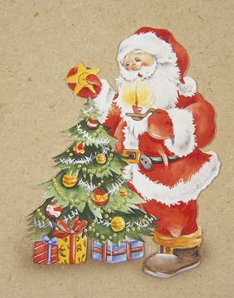 Framed Santa&#39;s Christmas Tree Star Print