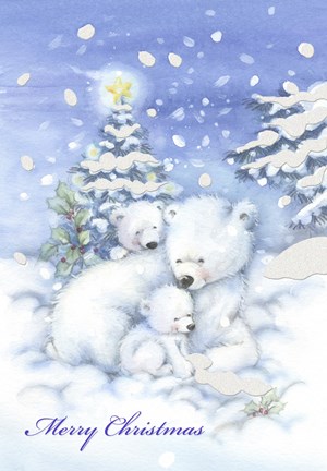 Framed Merry Christmas Polar Bears Print