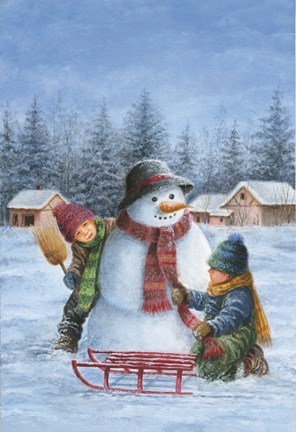 Framed Winter Snowman Child Check Print