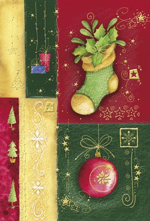 Framed Holiday Sock and Christmas Ornament Print