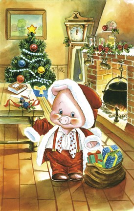 Framed Little Pig Christmas Print