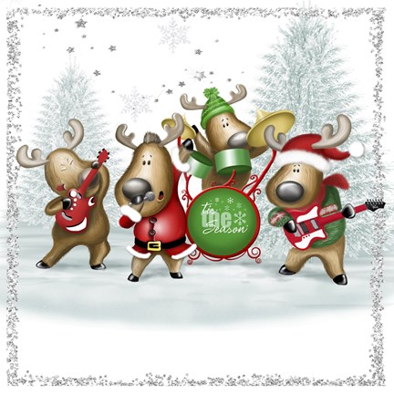 Framed Tis The Season Holiday Deer Band Print
