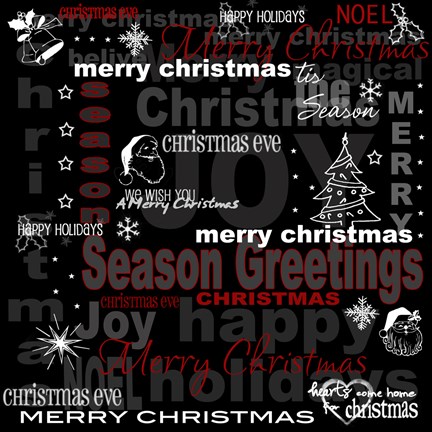 Framed Seasons Greetings Christmas Text Print