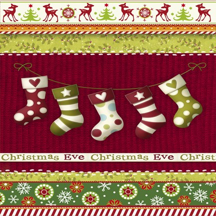 Framed Christmas Eve Stocking Holiday Knit Print