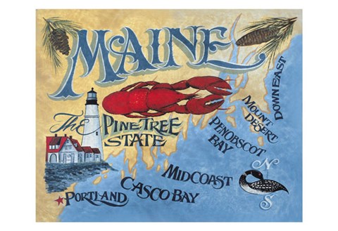 Framed Maine Beach Map Print
