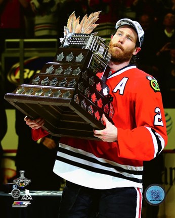 Framed Duncan Keith with the Conn Smythe Trophy Game 6 of the 2015 Stanley Cup Finals Print