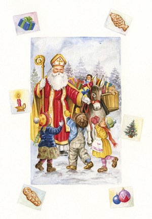 Framed Santa&#39;s Christmas Visit Print