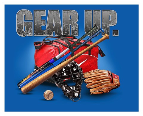 Framed Gear Up Baseball Print