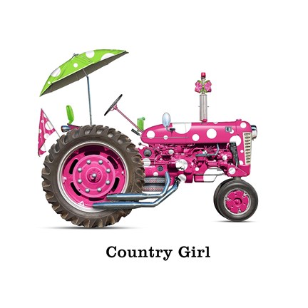 Framed Country Girls Tractor Print