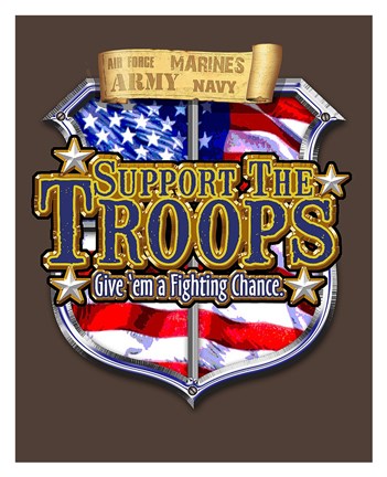 Framed Support the Troops Badge Print
