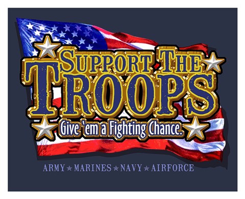 Framed Support the Troops Fighting Chance Print