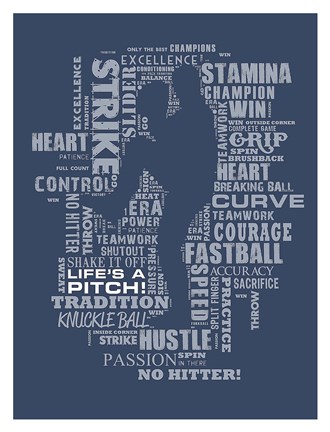 Framed Baseball Words Print