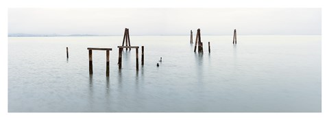 Framed Vintage Pier in the Mist Print