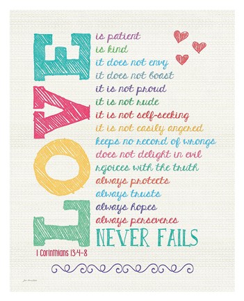 Framed Love Never Fails Color Print