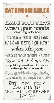 Framed Bathroom Rules Print