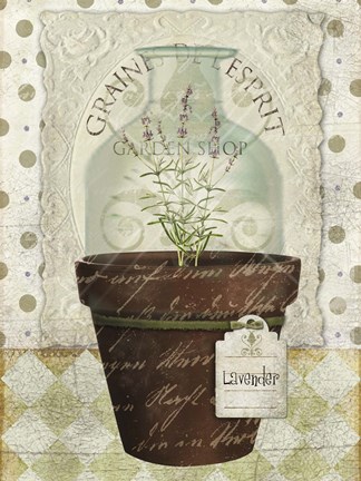 Framed Herb Pot Lavender Print