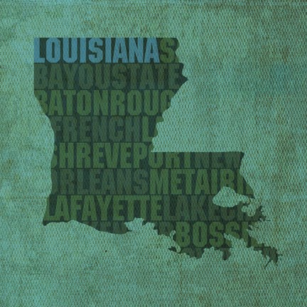 Framed Louisiana State Words Print