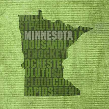 Framed Minnesota State Words Print