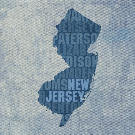 Framed New Jersey State Words Print