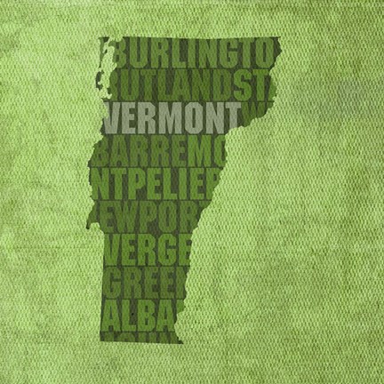 Framed Vermont State Words Print