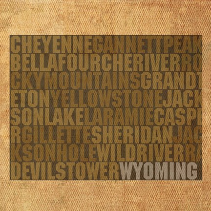 Framed Wyoming State Words Print