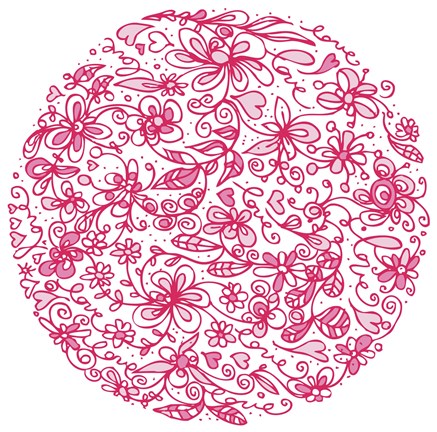 Framed Pink Flower Circle Print