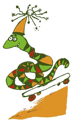 Framed Skateboard Snake Print