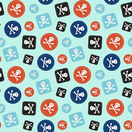 Framed Pirate Badge Pattern Blue Print