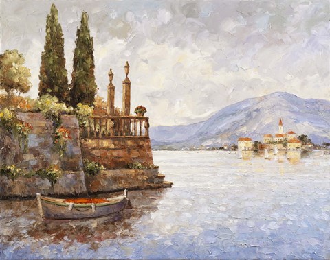 Framed Evening Light On Lake Como Print