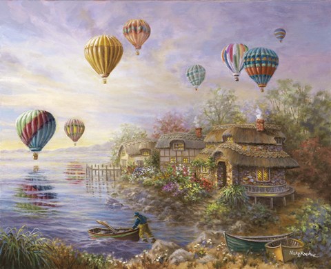 Framed Air Balloons Over Cottageville Print