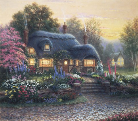 Framed Boyville Cottage (Twighlight) Print