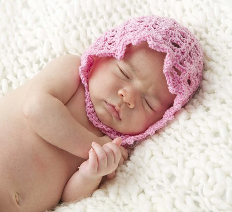 Framed Baby In Pink Bonnet Print