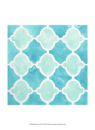 Framed Watercolor Tile VI Print