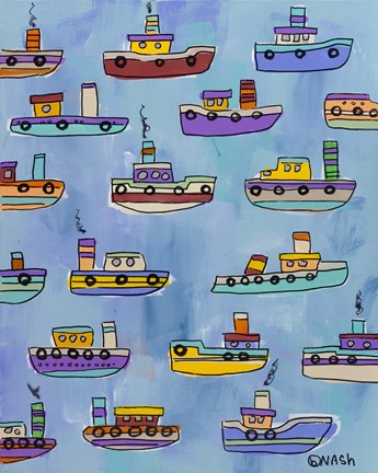 Framed Tugboats Print