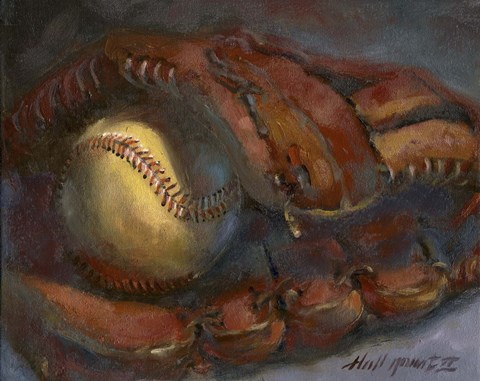 Framed Baseball and Mitt Print