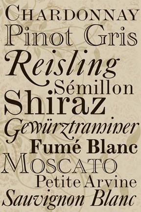 Framed White Wine Typography Print