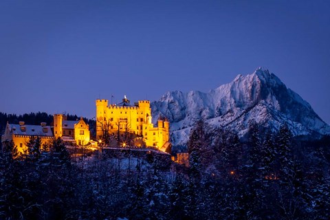 Framed Hohenschwangau Castle in the Bavarian Mountains Print