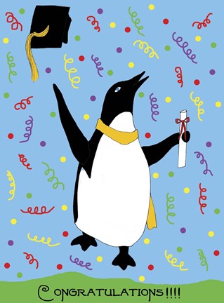 Framed Penguin Graduation Print