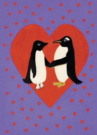 Framed Valentine Penguins Print