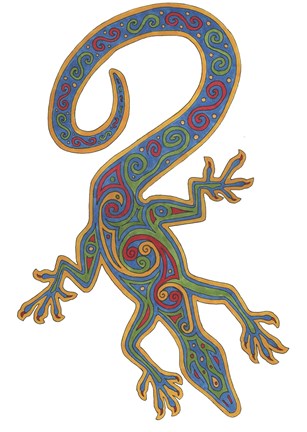 Framed Lizard Trispiral Print