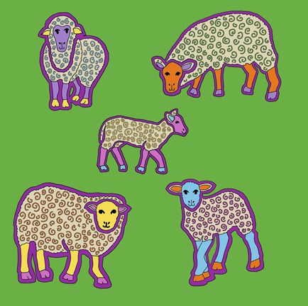 Framed 5 Sheep Print